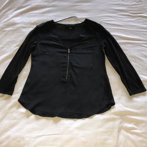 Black sexy long/short sleeve with zipper in front